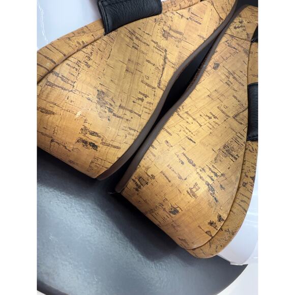 VIONIC Pepper Womens Sz 8 Black Leather Open Toe Platform Slip On Wedge Sandals - Picture 10 of 15